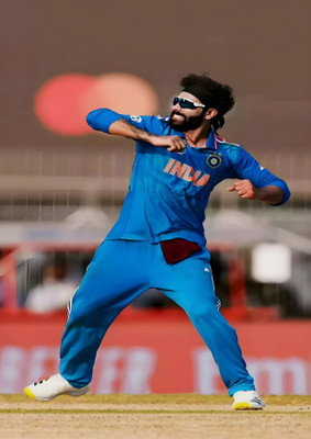 Dumdic 30 cm Ravindra Jadeja Celebrate Wicket A4 Strong Self Adhesive Sticker(Pack of 1)