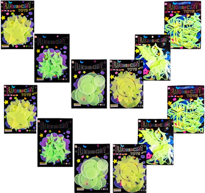 Kartual 5 cm Classroom Return Gift Glow In Dark Stickers For Kids-12 Glow in the Dark Sticker(Pack of 12)