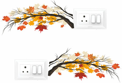 Happy Customise 28 cm Two Tree branch Wall Sticker & Switch Board Sticker Set Self Adhesive Sticker(Pack of 2)