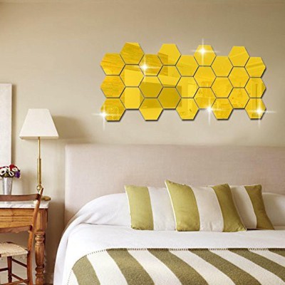 FUTURE HUB 25.4 cm 20 Hexagon Golden with 10 Butterfly Self Adhesive Sticker(Pack of 10)