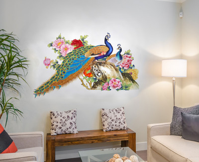 walkart 2.54 cm royal peacock design Removable Sticker(Pack of 1)