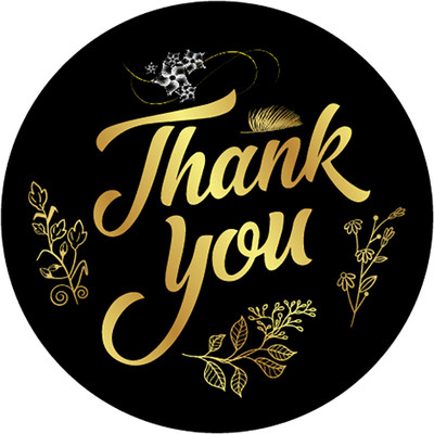 RSB HUB 3.8 inch Thank You Sticker Unique Designs, 1.5 inch, Vinyl Waterproof Self Adhesive Sticker(Pack of 500)