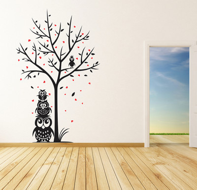 Vaalan 60 cm black tree wall sticker Removable Sticker(Pack of 1)
