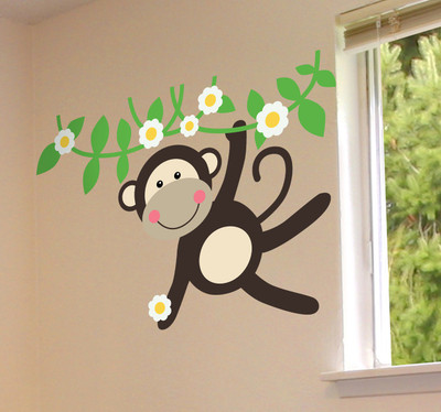 stylishdecor 80 cm s_kidsroommonkey Self Adhesive Sticker(Pack of 1)