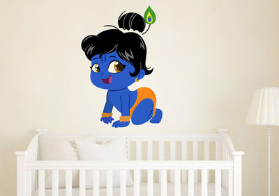 Wallme 60 cm Little Krishna | Non-Reusable Sticker Self Adhesive Sticker(Pack of 1)
