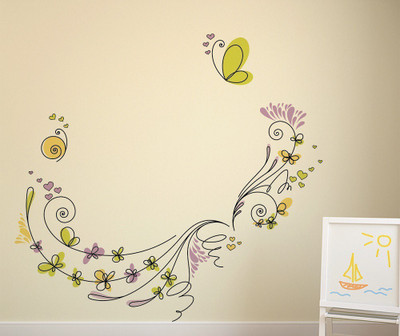 Zampyy 120 cm Butterfly Self Adhesive Sticker(Pack of 1)