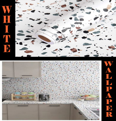 SOJITRA EXPORT Vinyl Abstract White Wallpaper(L x W: 200 cm x 60 cm)