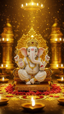 swaroopa 16.5 inch ganesha ganpati A3 size non tearable sticker Self Adhesive Sticker(Pack of 1)