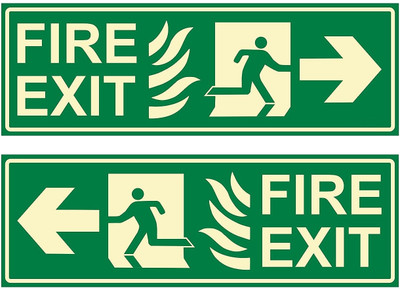 AKMDesignHouse 30 cm Fire Exit combo right arrow,left arrow Self Adhesive Sticker(Pack of 4)