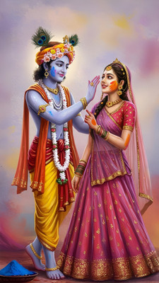 swaroopa 16.5 inch Shri krishna Radha Sticker Self Adhesive Sticker(Pack of 1)