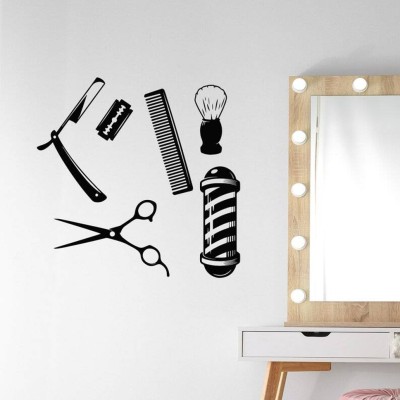 Xskin 27 cm Barber Tools Wall Sticker PVC Vinyl Self Adhesive Sticker(Pack of 1)