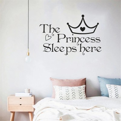 SnappyVinyl 30 cm The Princess sleeps here Wall Self Adhesive Sticker(Pack of 1)