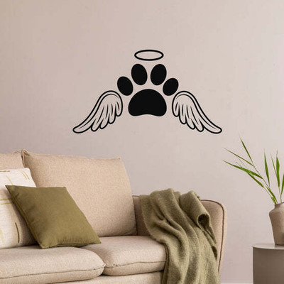 SnappyVinyl 27 cm Pet Memorial Paw Print Self Adhesive Sticker(Pack of 1)