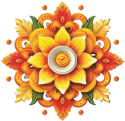 Stikor 30.5 cm PVC Rangoli Design 1 Pcs Wall Sticker 12X12 inch & 3 Pcs Switch Board Removable Sticker(Pack of 1)