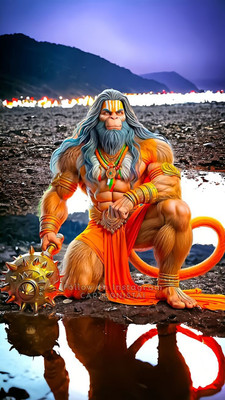 Khetal 16.5 inch Hanuman Jai bajrang bali A3 size non tearable sticker Self Adhesive Sticker(Pack of 1)