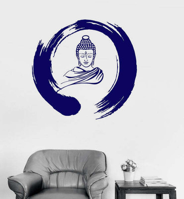 SnappyVinyl 27 cm Zen Circle Buddha Self Adhesive Sticker(Pack of 1)