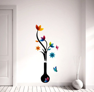 LetsApply 45 cm Wall Sticker Beautiful Design Pots Floral Sticker Self Adhesive Sticker(Pack of 1)