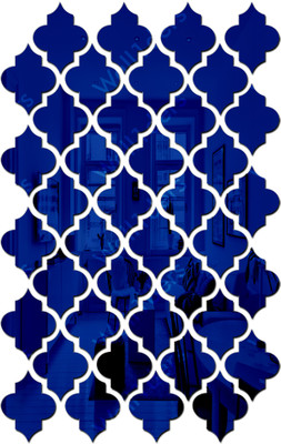 wall1ders 12 cm Jali Pattern 40 Blue Acrylic Mirror Stickers for Wall Self Adhesive Sticker(Pack of 40)