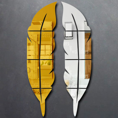 Wallders 76 cm Opposite Plume Feather Silver Right Golden Left Self Adhesive Sticker(Pack of 2)