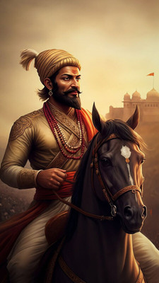 swaroopa 16.5 inch Chatrapati Shivaji Maharaj Sticker Self Adhesive Sticker(Pack of 1)