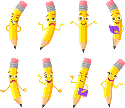Epithet Studio 58 cm Cartoon clever pencil character setWall Sticker and Home Décor Self Adhesive Sticker(Pack of 1)