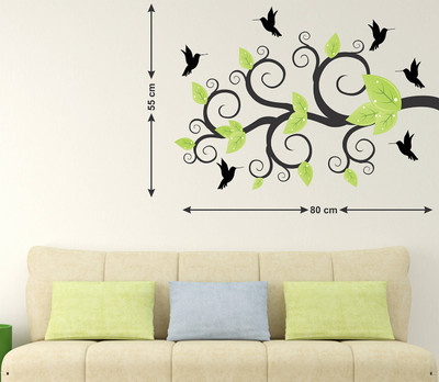 LANSTICK 91.44 cm BIRDS IN TREE WALL STICKERS Self Adhesive Sticker(Pack of 1)