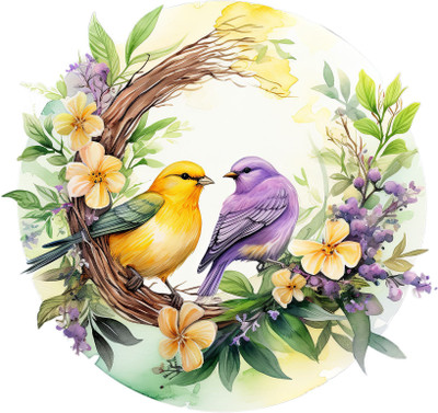 SoFFXia 18 inch Canaries Birds Decorative Wall Sticker for Living Room, Office EDD_WS_16321 Self Adhesive Sticker(Pack of 1)