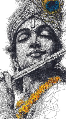 swaroopa 16.5 inch Shri krishna Radha Sticker Self Adhesive Sticker(Pack of 1)
