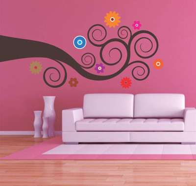 Epithet Studio 53 cm Multicolour Decorative Floral Branch Wall Sticker Self Adhesive Sticker(Pack of 1)