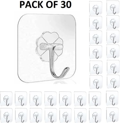 Dreamshop Pack of 30 Self adhesive Heavy duty Wall hooks for Hanging Clothes etc Hook 30(Pack of 30)