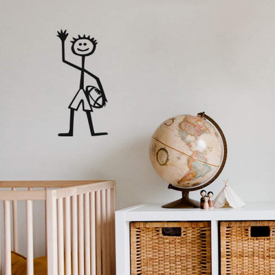 SnappyVinyl 29 cm Boy Stick Figure30 Self Adhesive Sticker(Pack of 1)