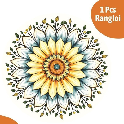 Stikor 12 inch 3D Rangoli for Wall & Switchboard for Home Hall Decor PVC Vinyl Removable Sticker(Pack of 1)
