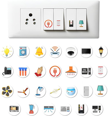 RSB HUB 1.5 cm Switch Sticker For Electric Board Appliances Including 27 Designs Self Adhesive Sticker(Pack of 560)