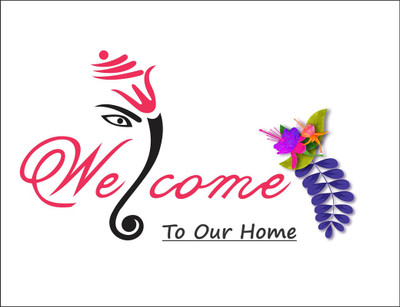 Vijaya enterprises 32 cm Hd Welcome To Our Home|Ganesh Swagat Drawingroom Wall Sticker Size 22X12 Inch Self Adhesive Sticker(Pack of 1)