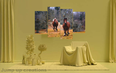 Jagvii 60 cm Running Horse Wall Sticker 3D Effect View Removableinyl Sticker Wall Decor Removable Sticker(Pack of 1)