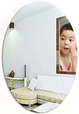 RuHaNest 20 cm Oval Shape Sticker Mirror Self-Adhesive Plastic Mirror Flexible Oval Self Adhesive Sticker(Pack of 1)