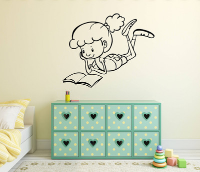MIIKOR 65 cm Kid Reading A Book | Non-Reusable Sticker Self Adhesive Sticker(Pack of 1)