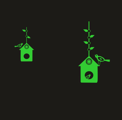 DreamKraft 20 cm Glow in Dark Radium Bird House Wall Sticker Glow in the Dark Sticker(Pack of 1)