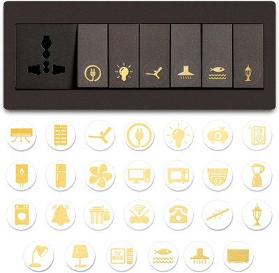 RSB HUB 1.5 inch Aesthetic Transparent Golden Design Switch Icon Sticker For Switch Board Sticker Self Adhesive Sticker(Pack of 1)