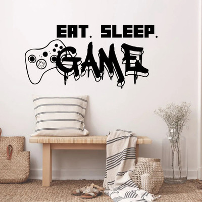 SnappyVinyl 57 cm Eat Sleep Game Controller Video Game Wall Self Adhesive Sticker(Pack of 1)