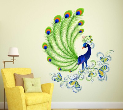 Wallzone 70 cm Peacock Removable Sticker(Pack of 1)
