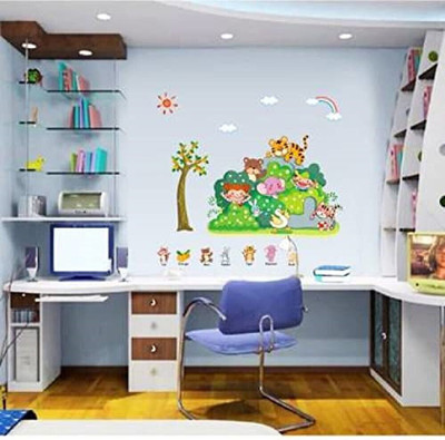 Flipkart SmartBuy 45 cm Tiger Bears Cat Duck Cartoon Anima Wall Sticker (45 CM x 60 CM) Self Adhesive Sticker(Pack of 1)