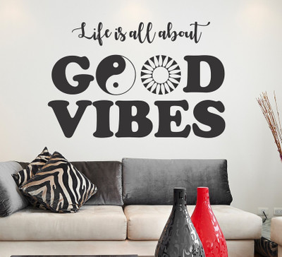 SnappyVinyl 60 cm Good Vibes Quote Self Adhesive Sticker(Pack of 1)