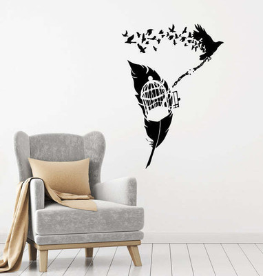 Xskin 45 cm Feather Flying Bird Chain Self Adhesive Sticker(Pack of 1)
