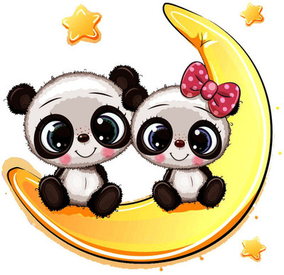 Vijaya enterprises 61 cm Panda Sit On Moon Magnetic wall sticker size (61x61 cm) Self Adhesive Sticker(Pack of 1)
