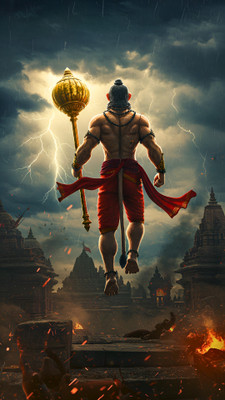 swaroopa 16.5 inch Hanuman Ji sticker Self Adhesive Sticker(Pack of 1)