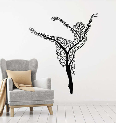 SnappyVinyl 33 cm Dancer Girl Abstract Tree Branch Nature Self Adhesive Sticker(Pack of 1)