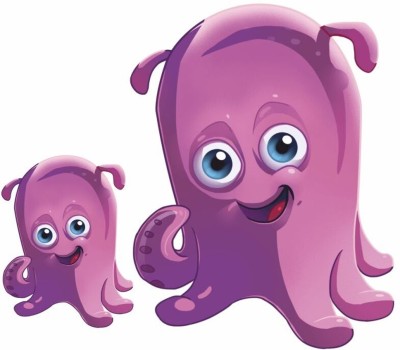 Jagvii 35 cm Realistic Cartoon Baby Octopus Wall Sticker Self Adhesive Sticker(Pack of 1)