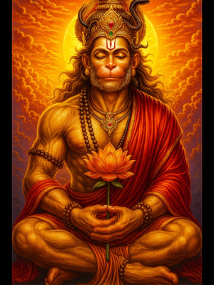 swaroopa 16.5 inch Hanuman ji sticker Self Adhesive Sticker(Pack of 1)