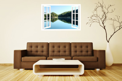 RKDECOR 30.48 cm Natural 3D Window Poster For Room Bedroom Home Wall Decor (Size 12x18 Inch)S16 Removable Sticker(Pack of 1)